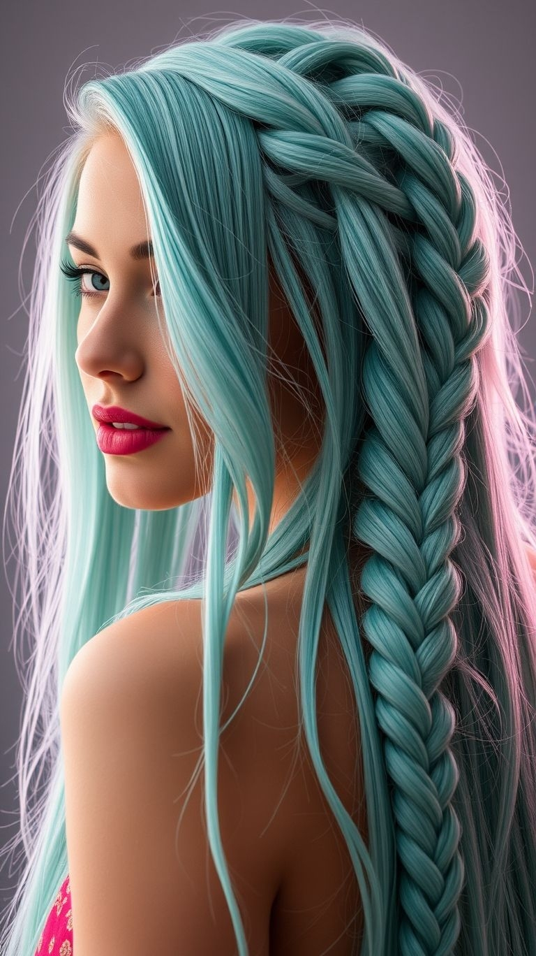 Dive into vibrant style with aqua-colored braids! Cool, eye-catching, and perfect for those who love bold hair statements.