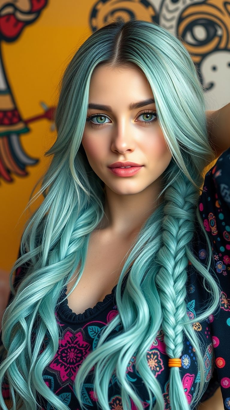 Aqua-colored braids: the ultimate blend of bold and beautiful! Turn heads and inspire smiles everywhere you go.