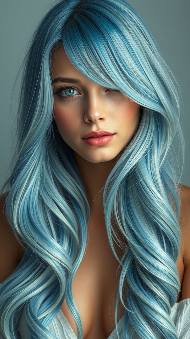 Lustrous, long, and blue! Transform your hair into a canvas of color that’s equal parts chic and daring.