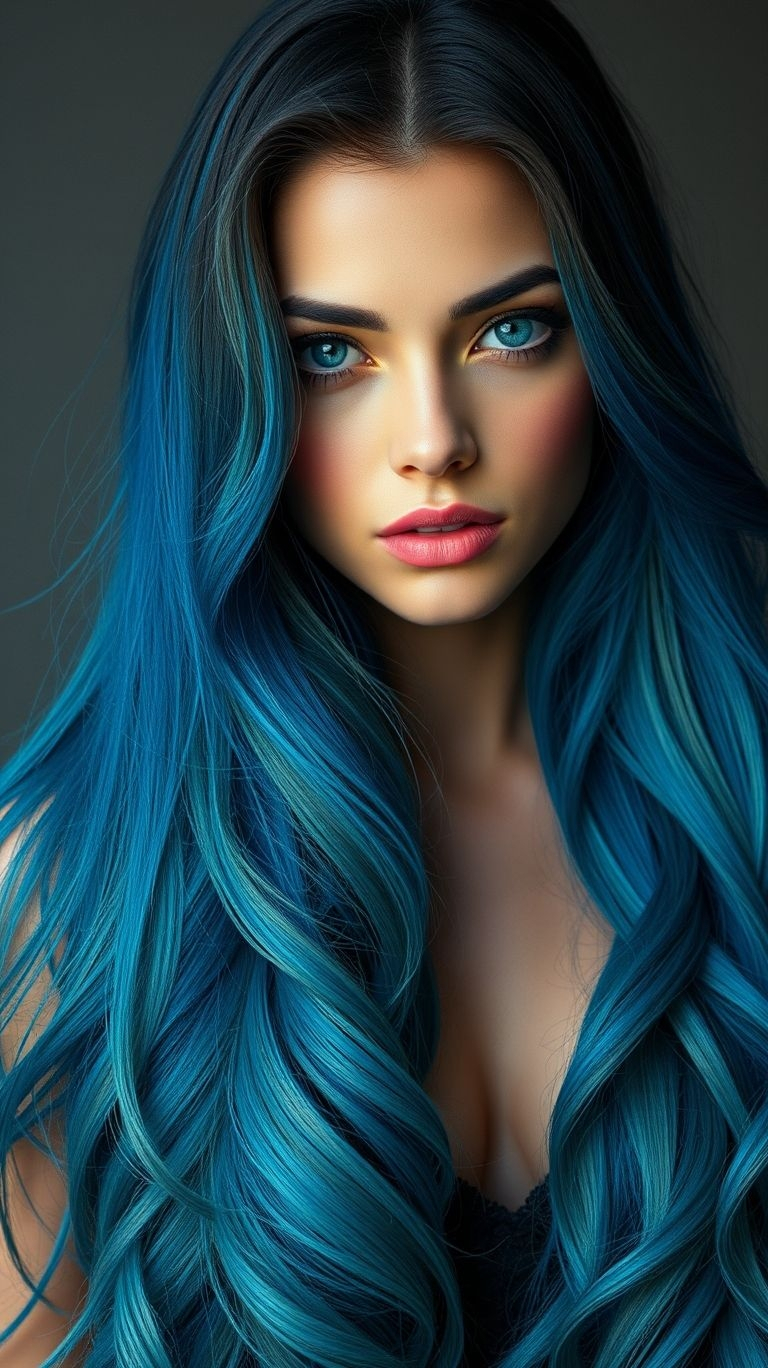 Blue long hair is the ultimate statement for dreamers and trendsetters. Vibrant, edgy, and undeniably eye-catching!