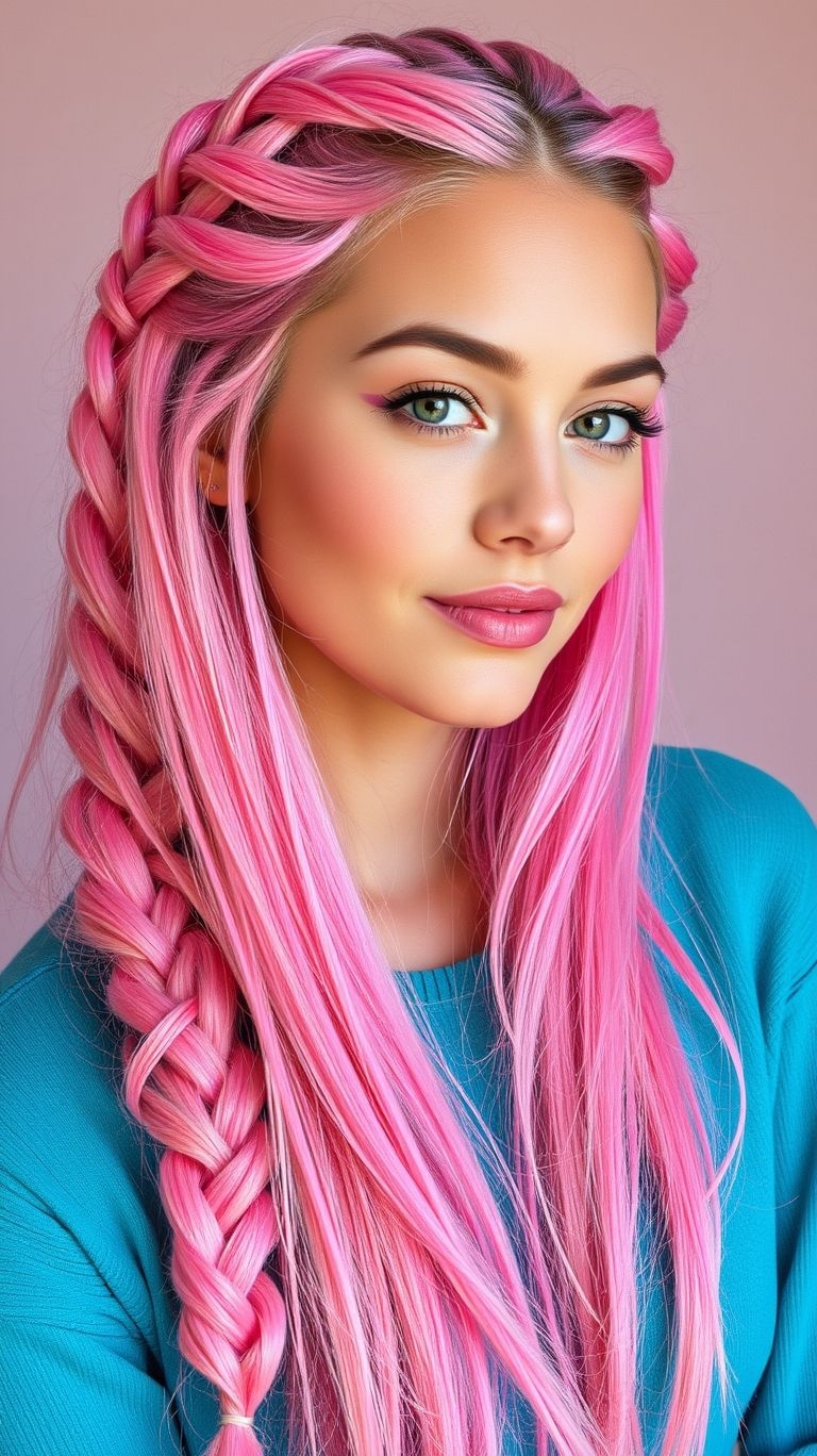 Take your braids to the next level with bubblegum pink! A playful, vibrant shade that turns your hairstyle into pure art.