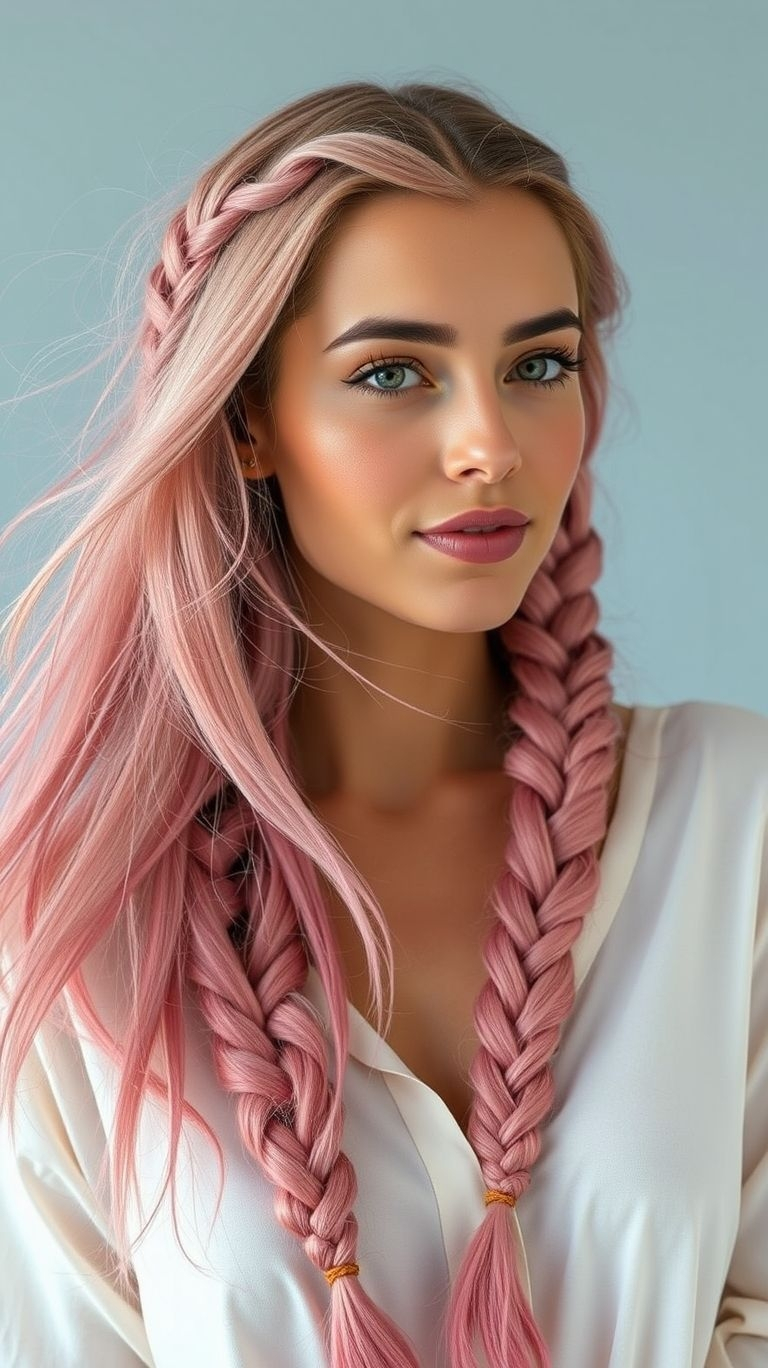 Turn heads with bubblegum pink braids that scream fun and fabulous! Perfect for anyone craving a standout style.