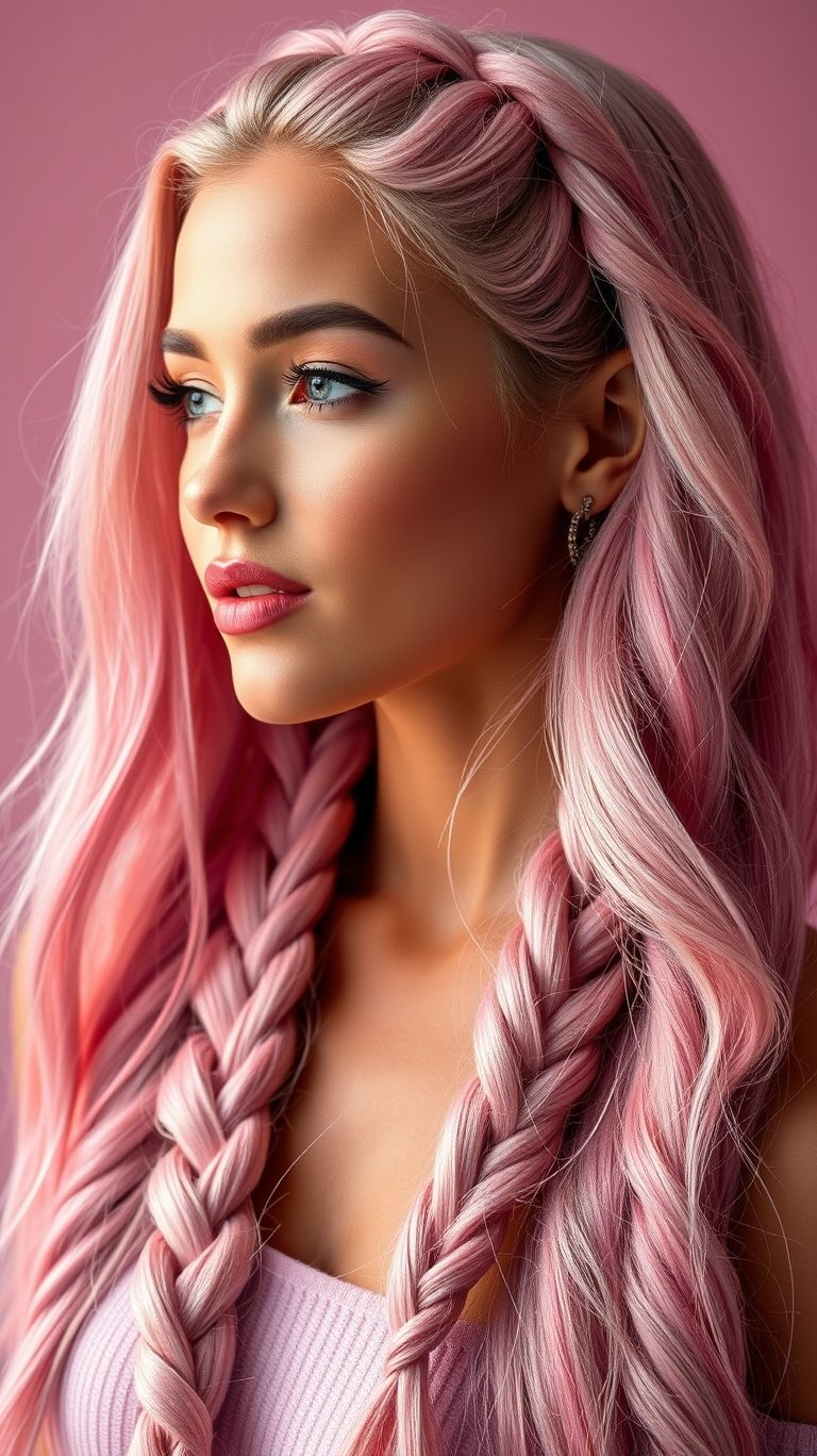 Let your personality shine through with bubblegum pink braids! Fun, fearless, and packed with major style energy.