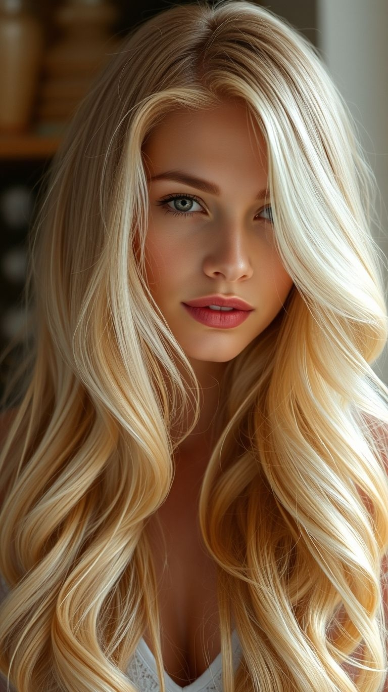 Channel your inner movie star with luscious long blonde locks. A classic look that never goes out of style!
