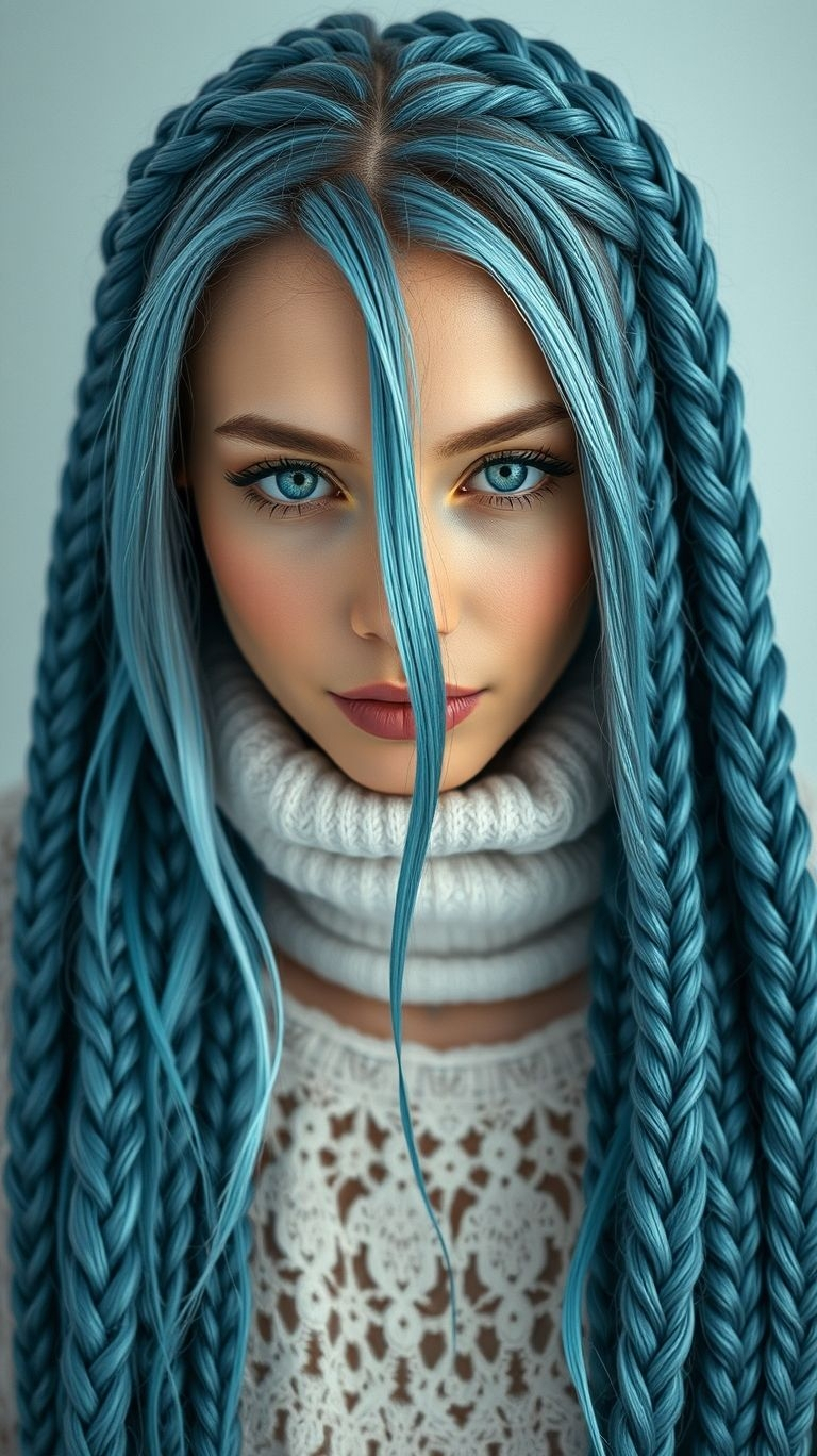 Dive into the chill zone with ice blue braids! A fresh and daring hue that keeps your style cool, confident, and on point.