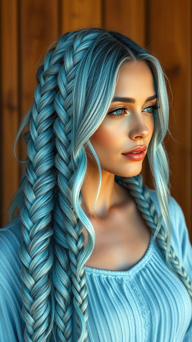 Take your braids to icy new heights with this stunning shade of blue! Fresh, unique, and oh-so-trendy for those who love to shine.