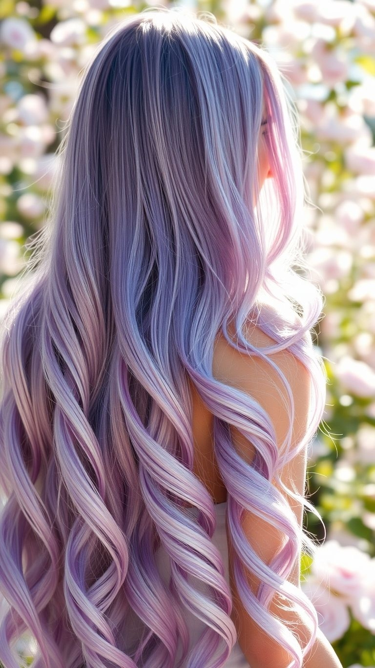 Turn heads and spark compliments with lavender long hair! A shade that’s just as daring as it is delightful.