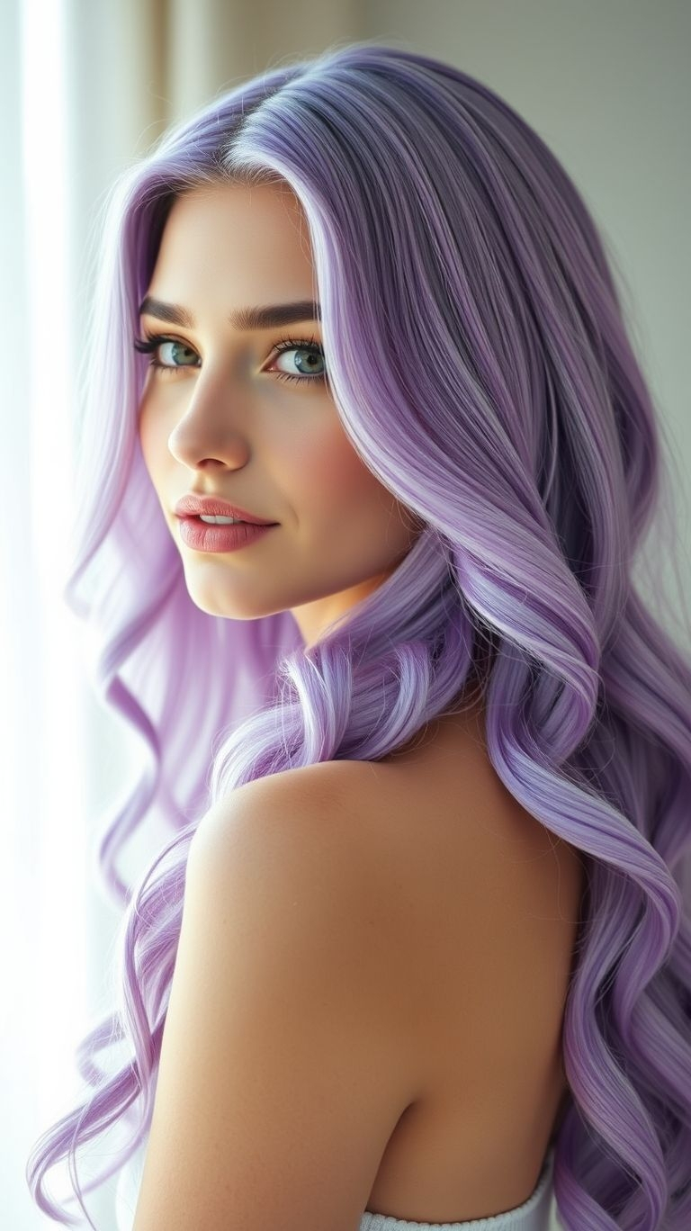 Lavender long hair: elegant enough for special occasions, playful enough for everyday fun. A win-win for color lovers!