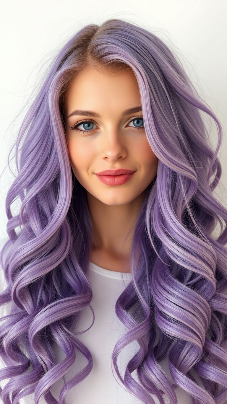 Bold yet serene, lavender long hair is the style staple you didn’t know you needed. Perfectly chic, perfectly you!