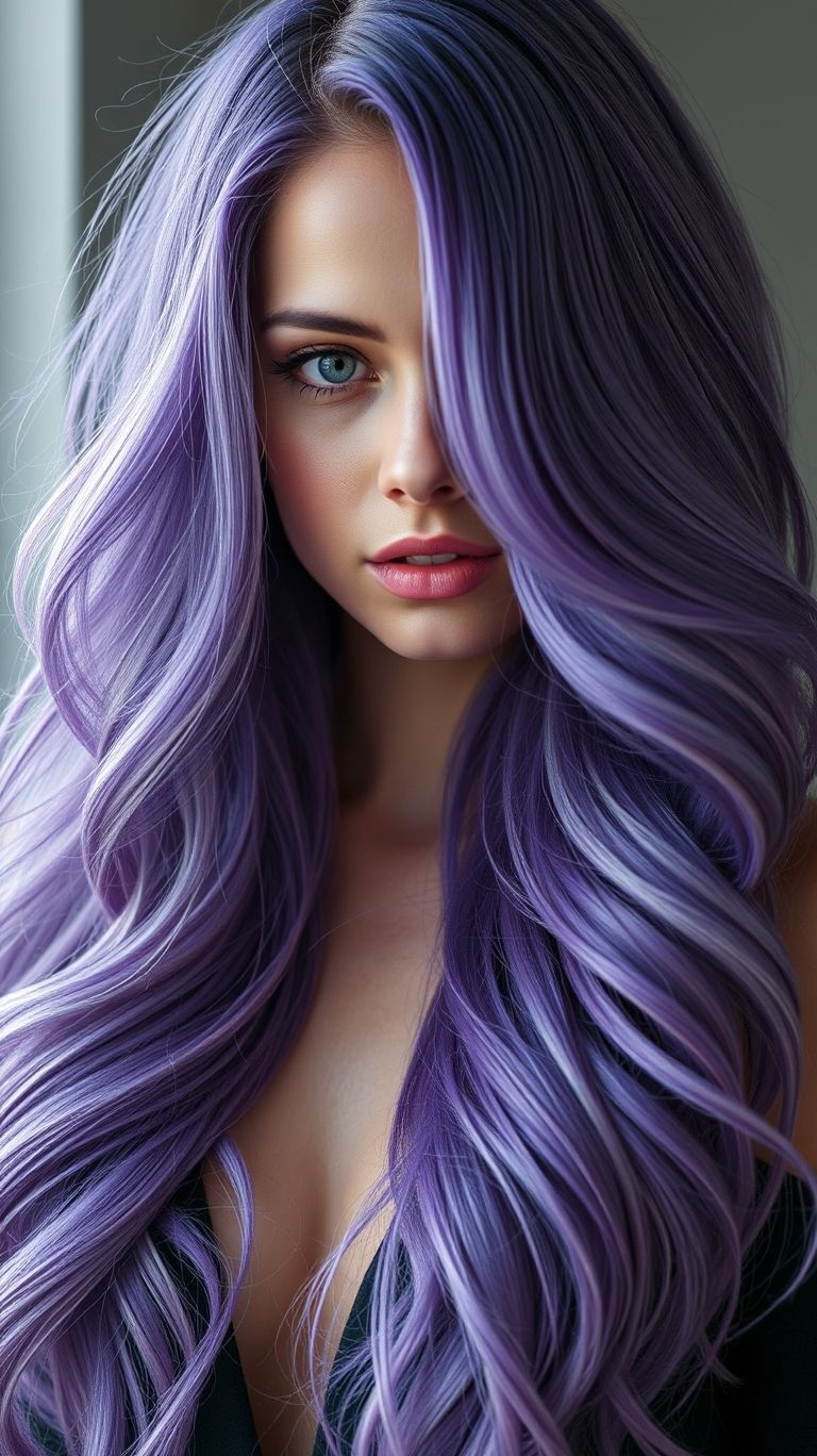 Channel fairy tale vibes with lavender long locks! This enchanting color is pure perfection for those who love whimsical style.