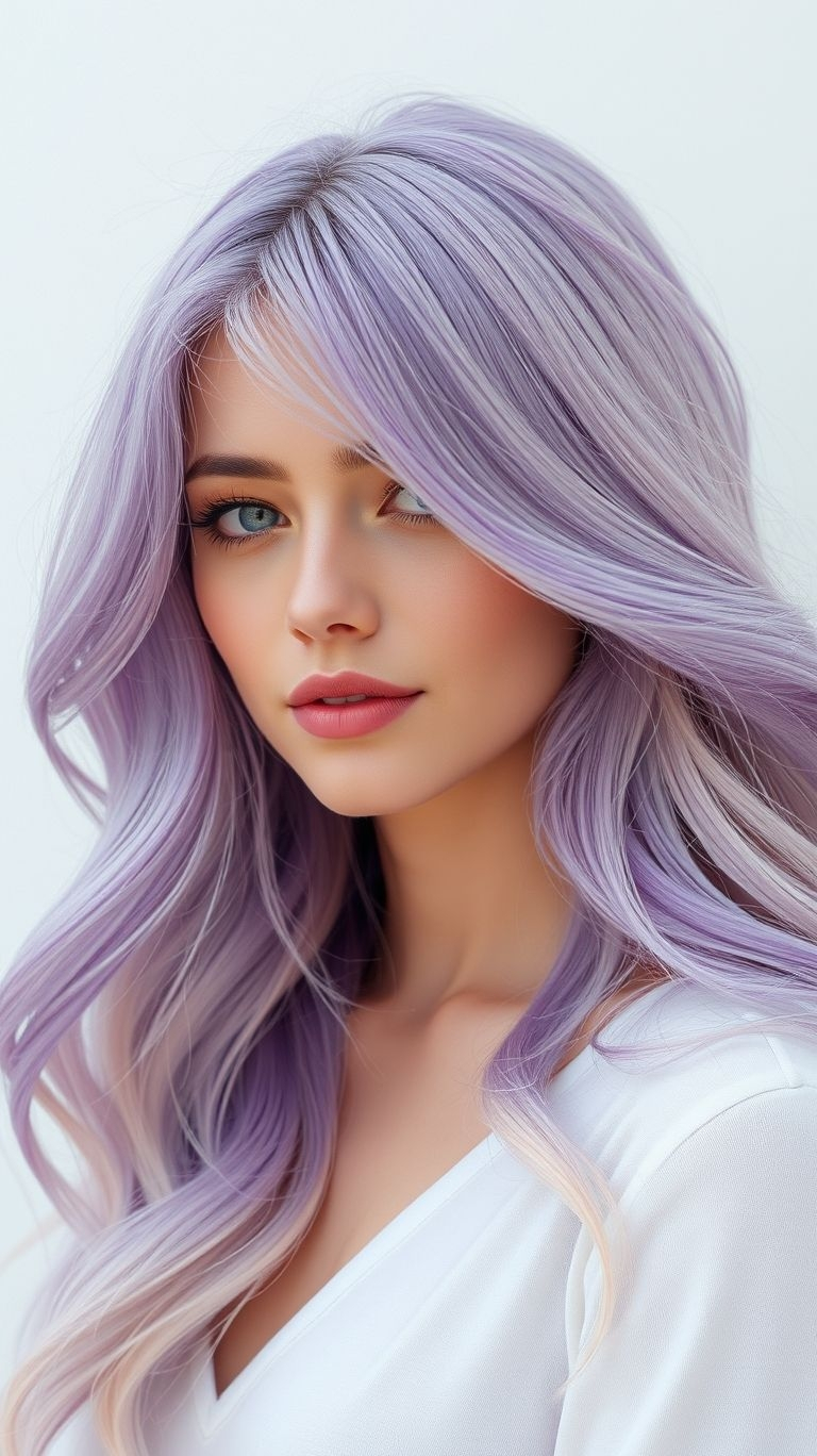 Lavender long hair is pure magic—light, airy, and impossibly beautiful. A pastel dream come to life!