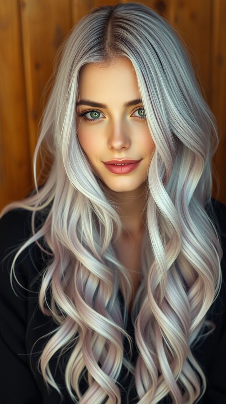 Lavender blonde long hair is the secret to turning heads. It’s bold, graceful, and oh-so mesmerizing!