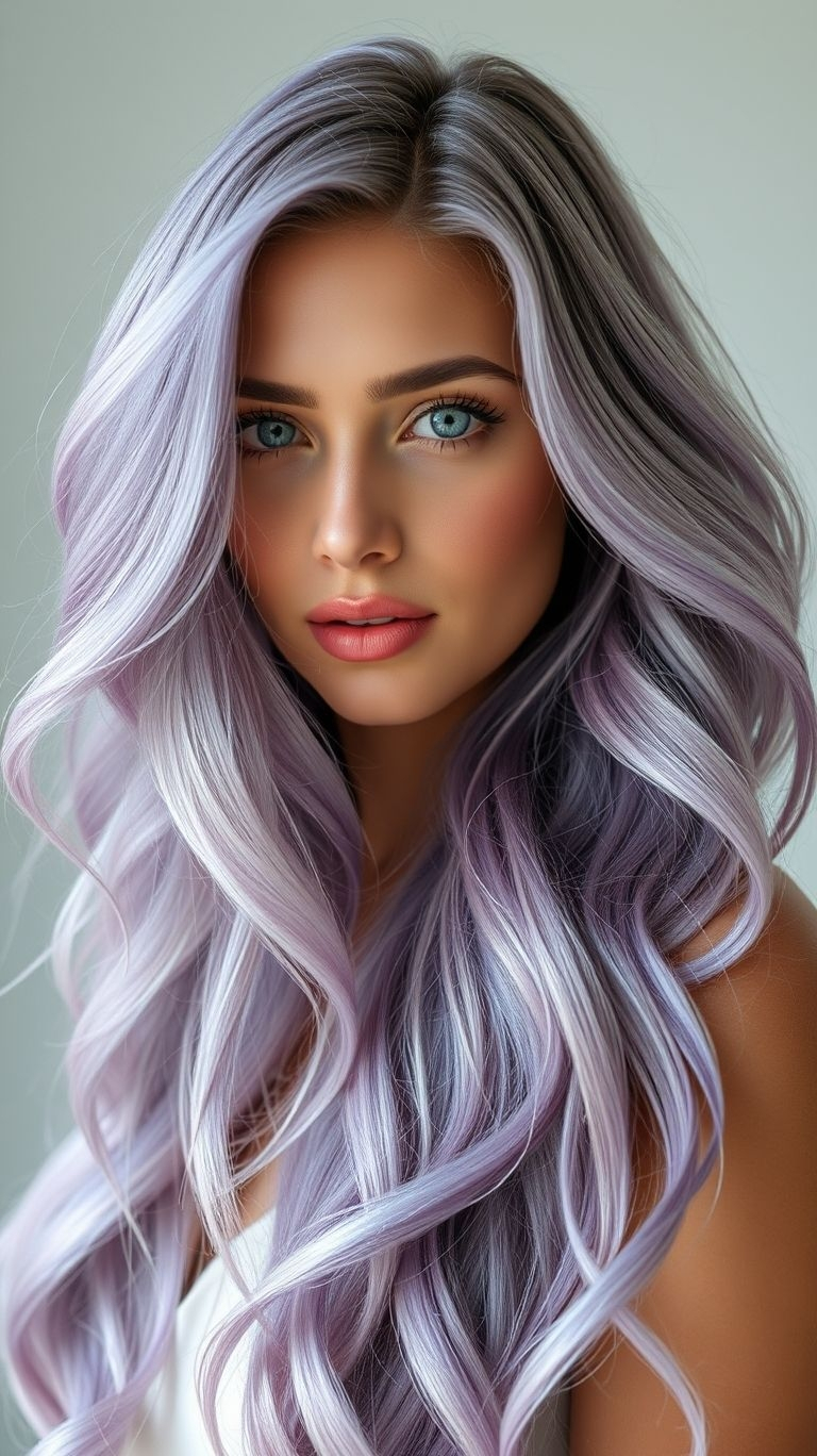 Lavender blonde long hair: for when you want to stay classy but still add a dash of playful whimsy to your style.