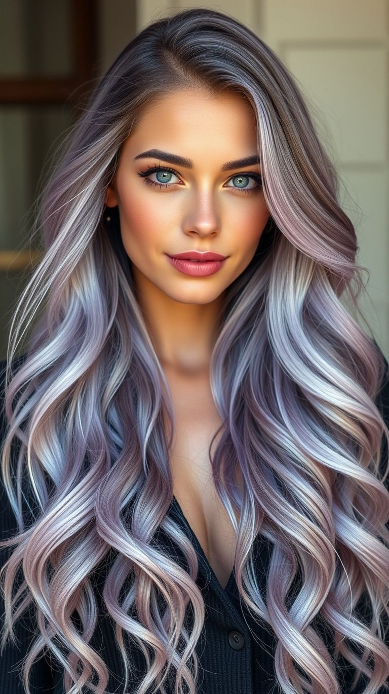 Shine bright with lavender blonde long hair! This color inspiration is perfect for making every day feel like a fairytale.