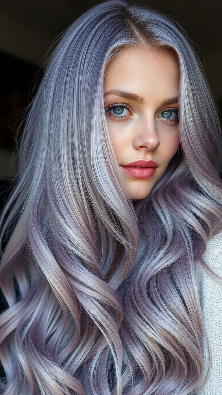 Lavender blonde hair is where elegance meets creativity! Long, flowing locks with a pastel twist that redefines chic.