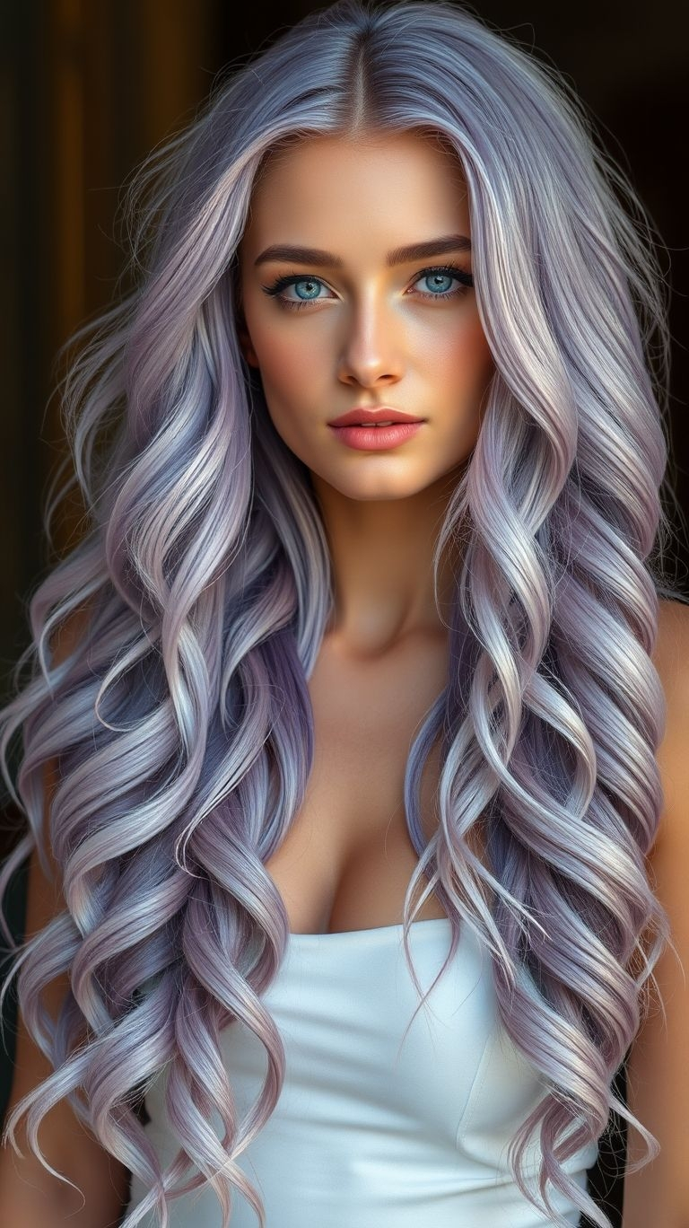 Turn your tresses into a pastel masterpiece with lavender blonde! Long locks never looked so ethereal and stylish.