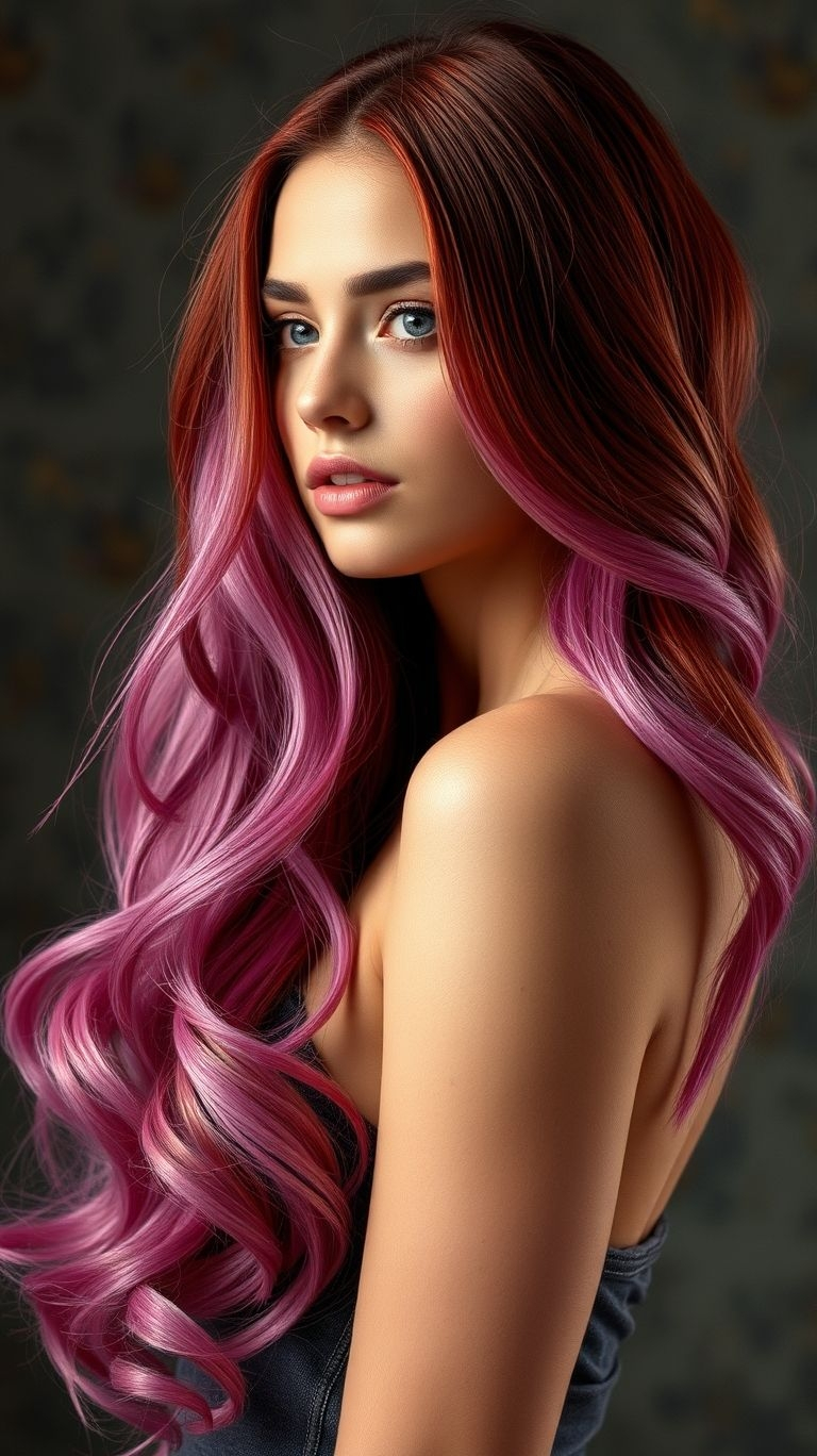 Magenta long hair: bold, vibrant, and absolutely captivating! This striking shade is perfect for anyone ready to make a powerful style statement.