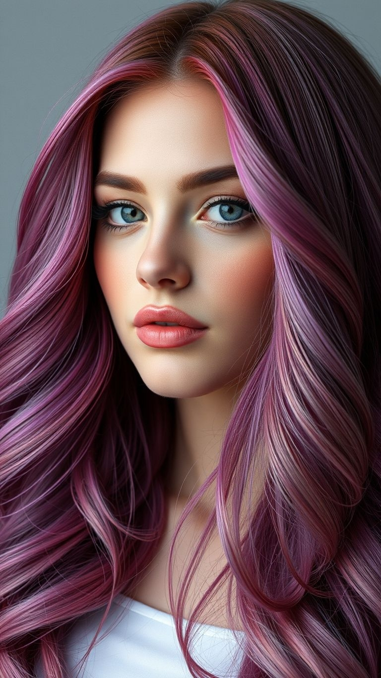 Transform your tresses with rich magenta tones! Long hair that’s both daring and dazzling is always in style.