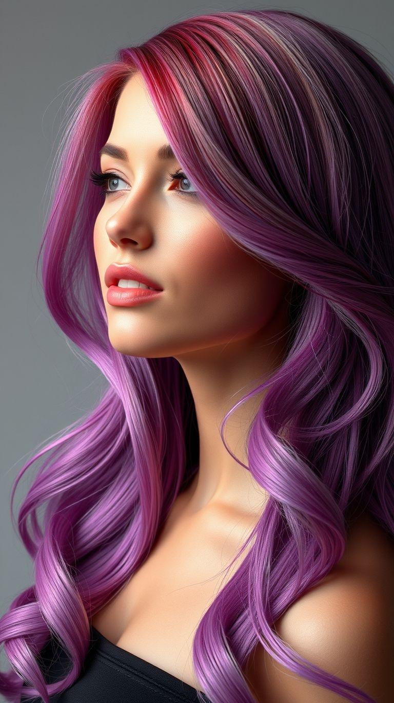 Long magenta hair is where fierce meets fabulous! A vibrant hue that adds drama and glamour to your look.