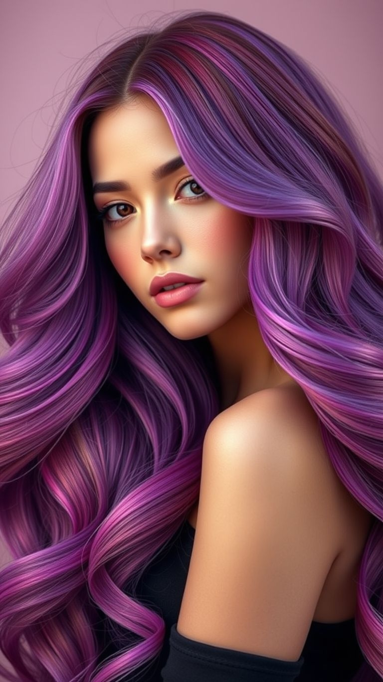 Magenta long hair offers the perfect pop of color to elevate your look. Bold, edgy, and endlessly stylish!