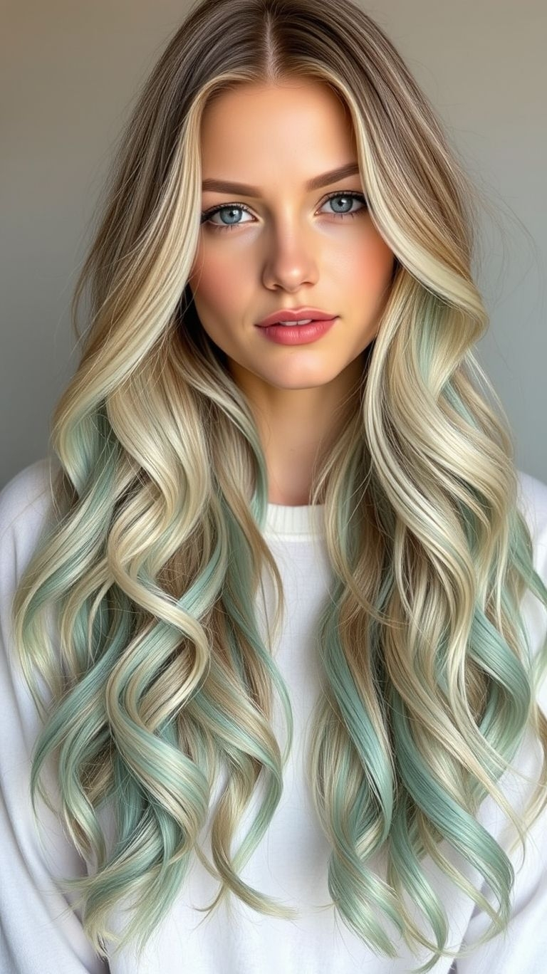 Mint ombre long hair: it’s edgy yet graceful, bold yet breezy. A color inspiration that’s bound to turn envy green!