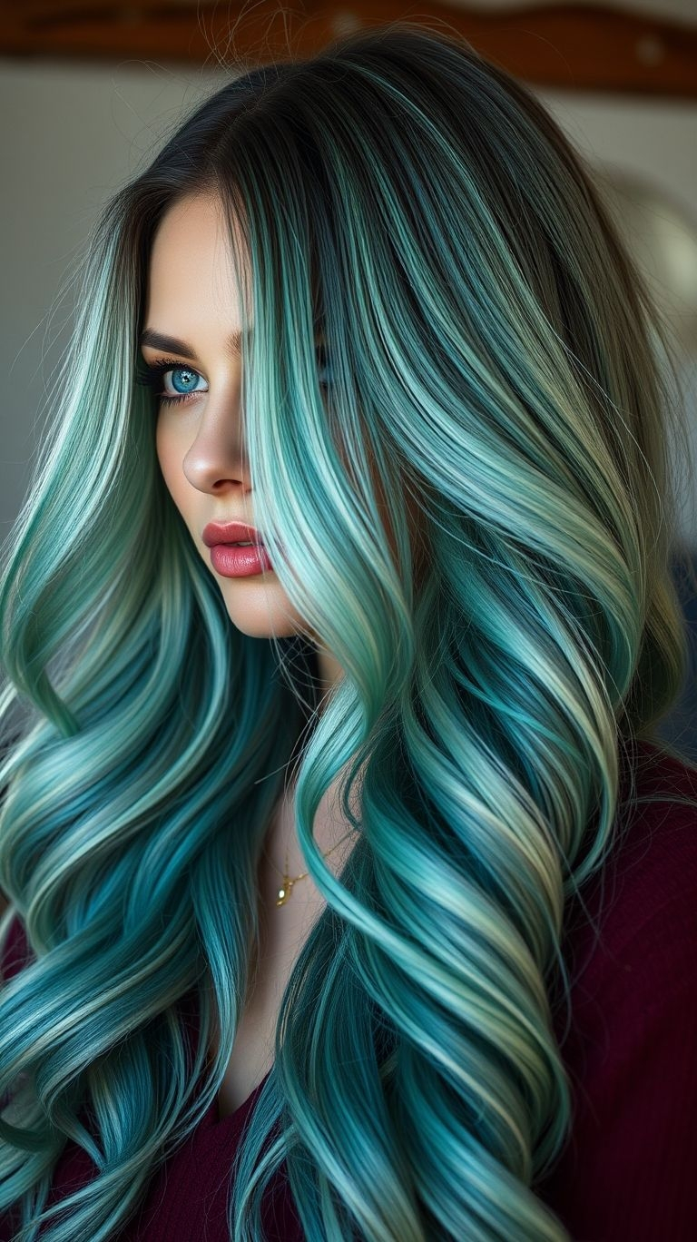Soft, sleek, and refreshingly different—mint ombre long hair offers a cool-toned twist on classic gradient styles.