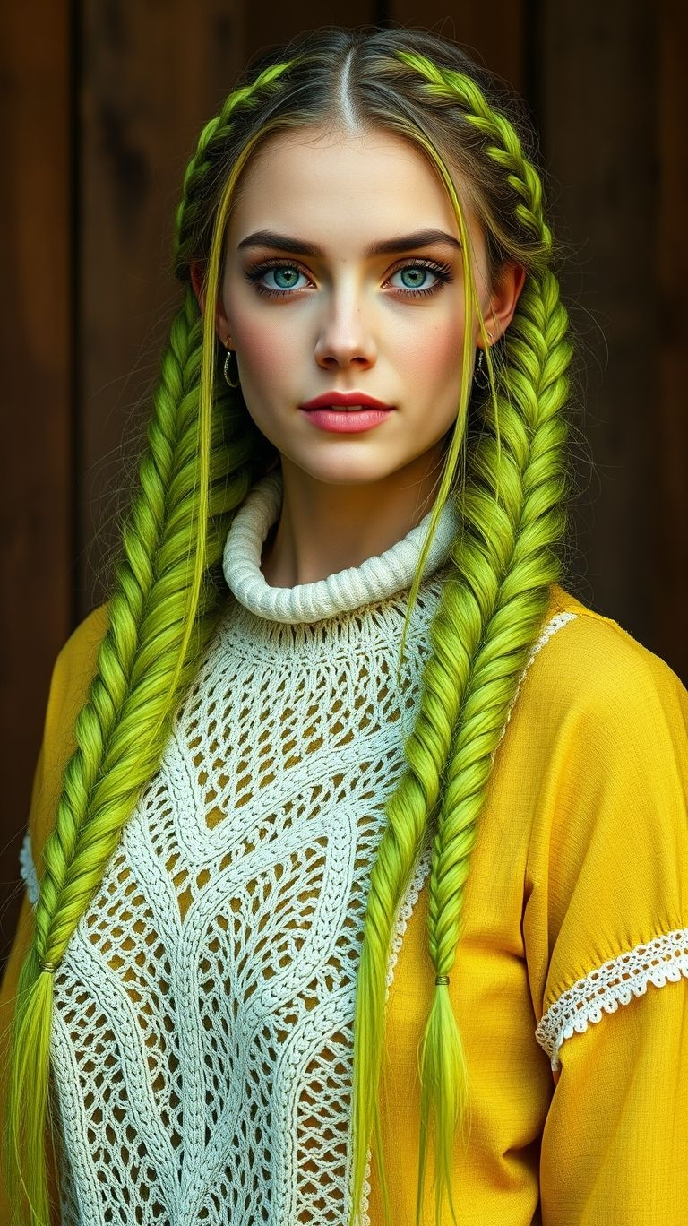 Light up the room with neon green braids! Bold, playful, and guaranteed to turn heads for all the right reasons.