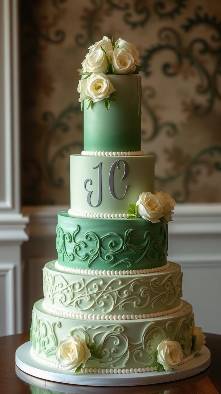 Pastel green wedding cakes bring a touch of spring to your celebration, offering a blend of light colors and luscious flavors.