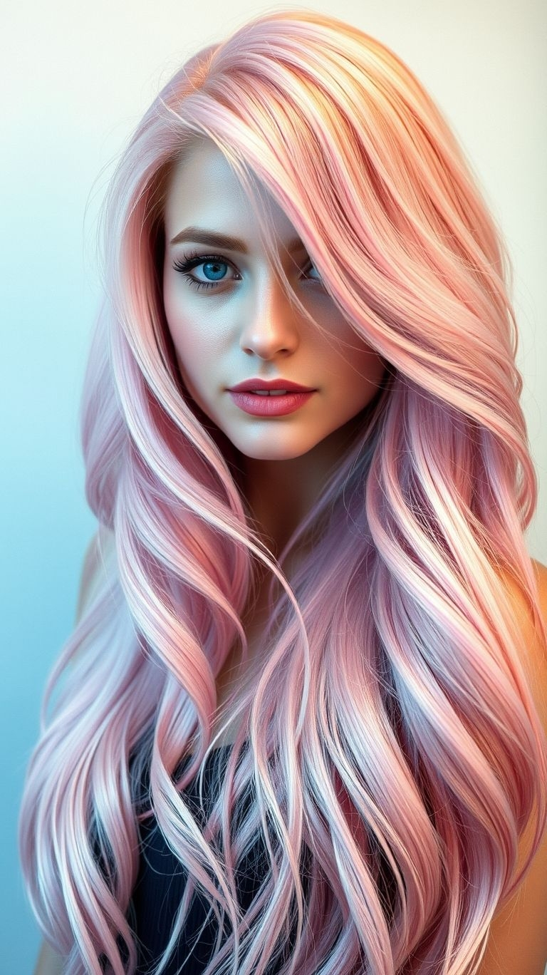 Pink long hair: because life’s too short for boring colors! Flaunt your playful side with this head-turning shade.