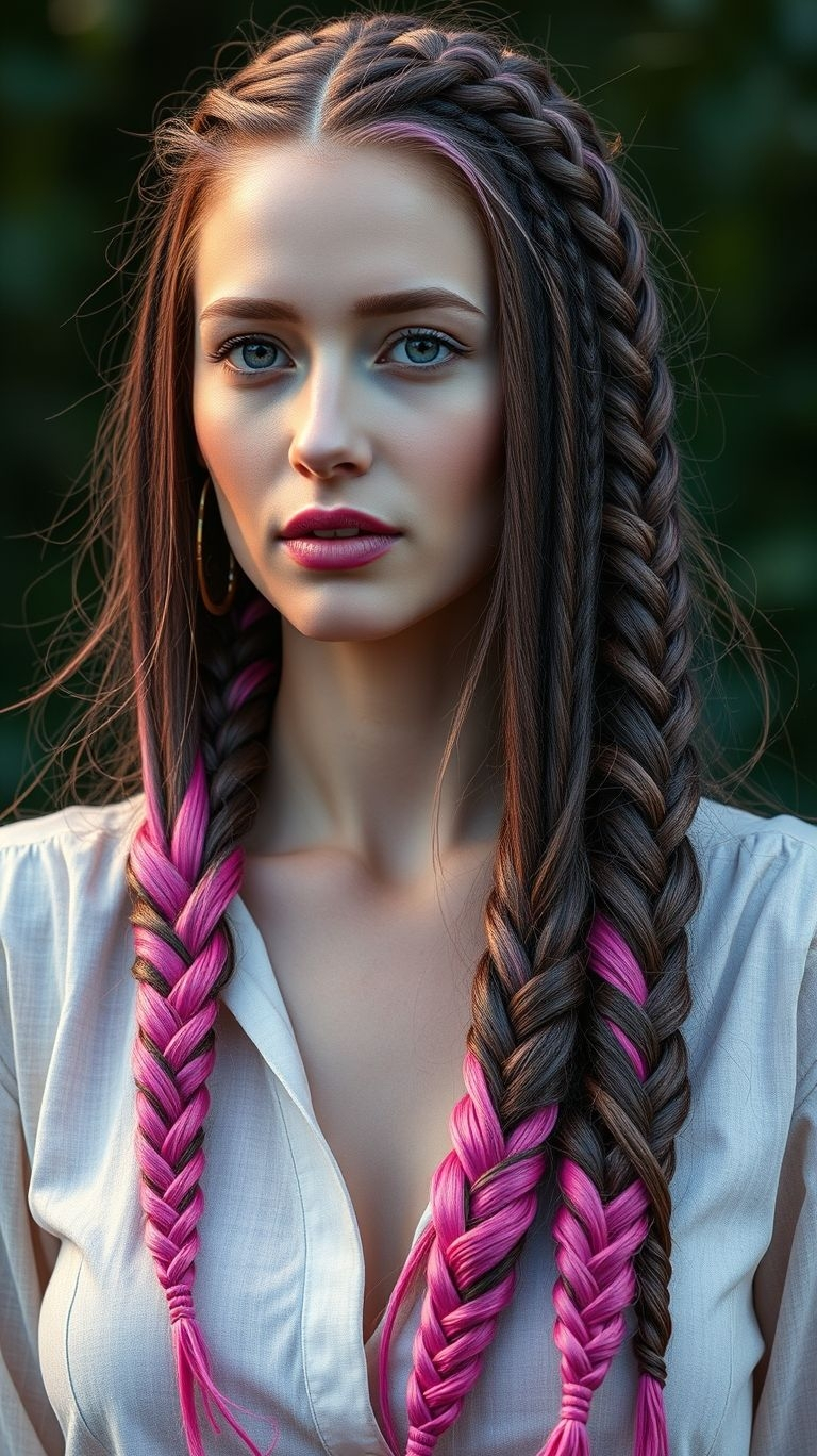 Pink braids: where creativity meets confidence! Perfect for those who love turning heads with their hair choices.