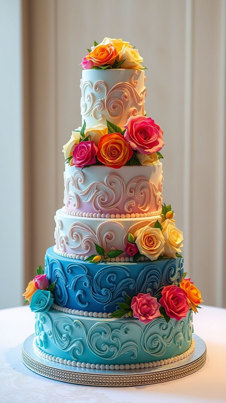 Why settle for one color when you can have them all? These vibrant rainbow-inspired wedding cakes are as fun as they are stunning!