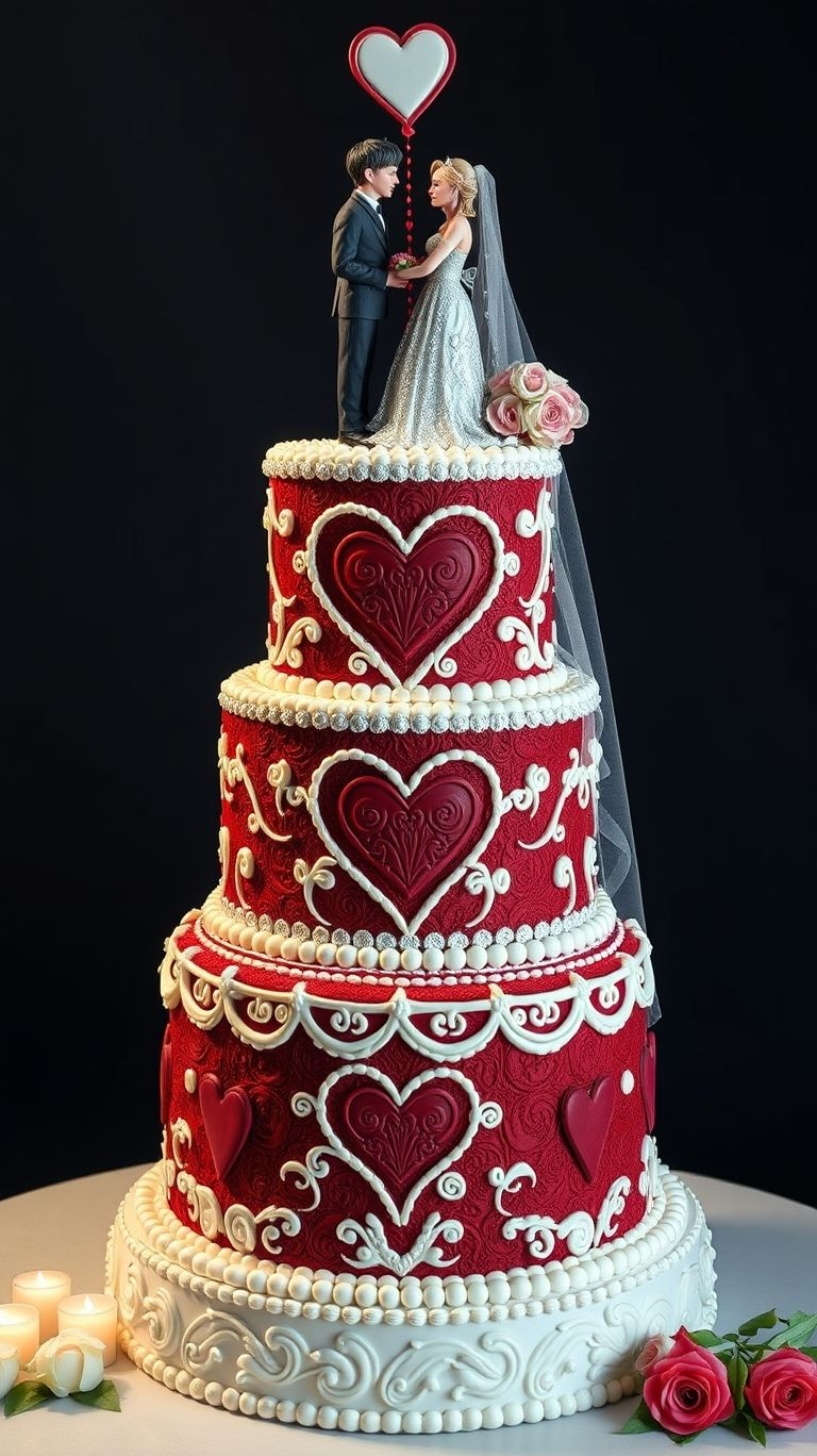 Red velvet wedding cakes are where elegance meets decadence. Velvety layers and a striking hue make this a dessert worthy of your love story!