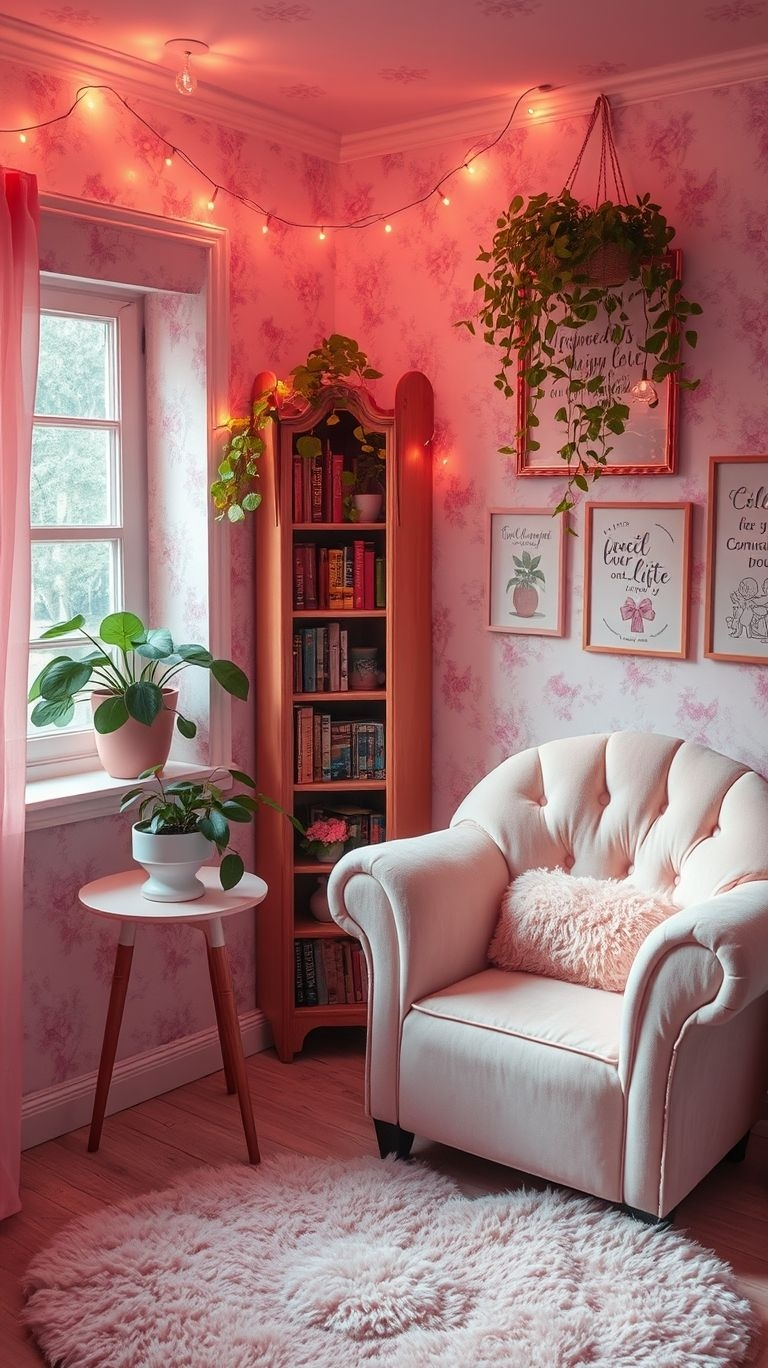 Pink Aesthetic That Instantly Inspires Joy | Pocoko Imagine curling up in a dreamy sitting corner where pink hues wrap you in comfort. With soft cushions and a warm glow, this corner becomes your go-to spot to chill, chat, or just daydream in peace.