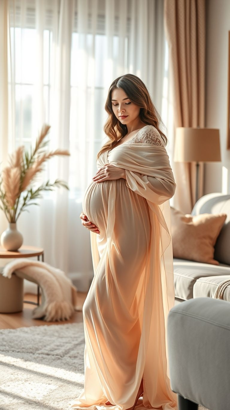 Nothing says elegance like whites! These indoor maternity poses are as classic and pure as the love you're celebrating.