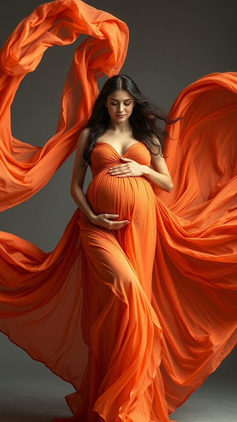 Who says veils are just for weddings? Add a cascade of colors to your pregnancy shoot for truly mesmerizing photos.