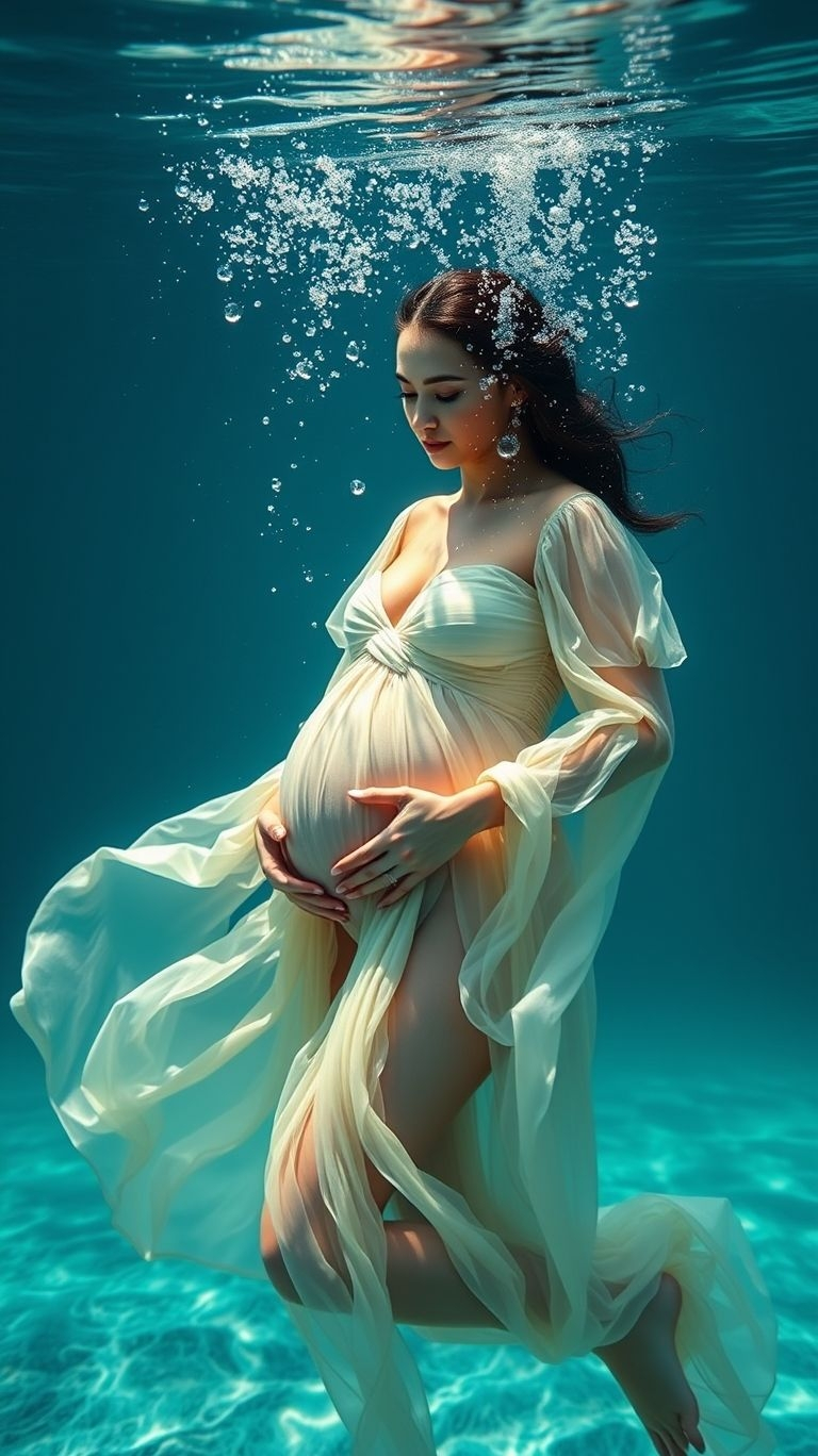 Go beyond ordinary with underwater pregnancy photos! This idea is all about fluid grace and artistic charm.