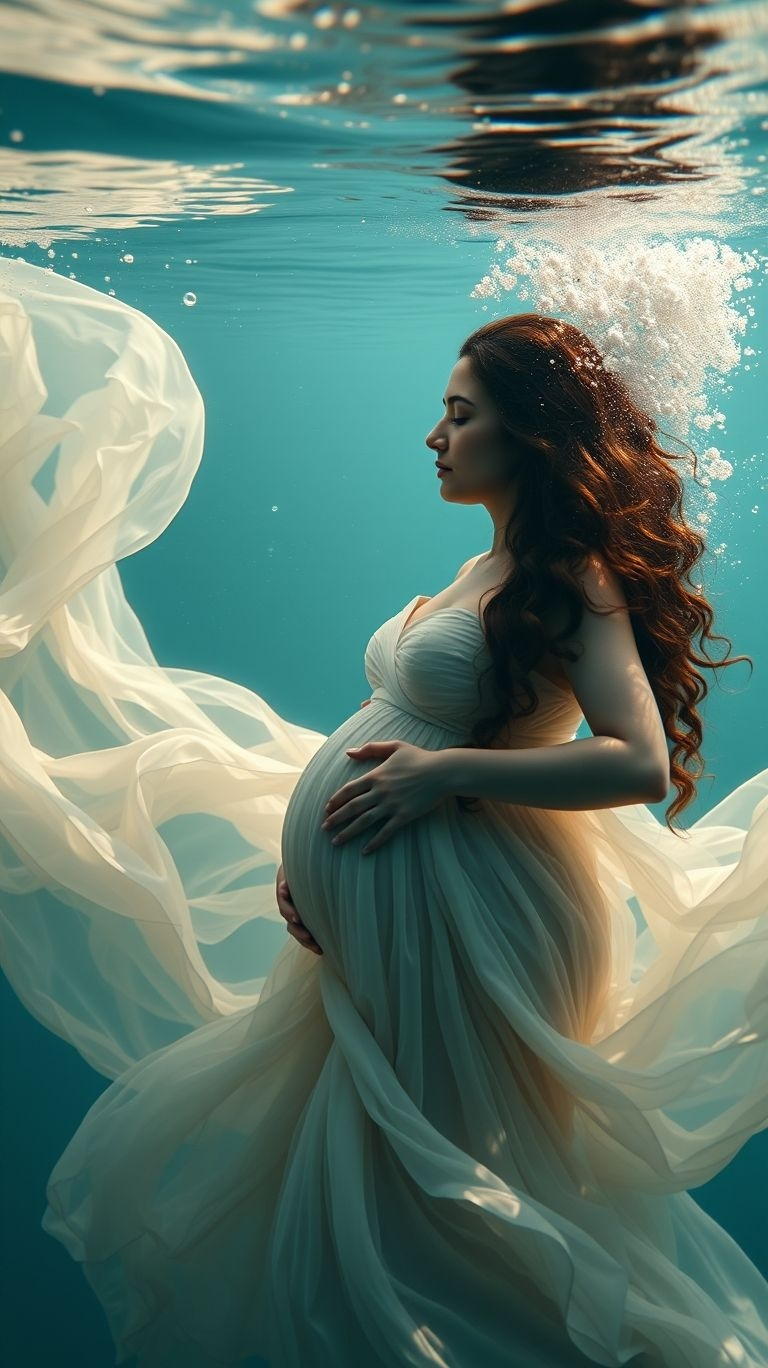 Turn your maternity photoshoot into a masterpiece! Underwater poses highlight the fluidity and beauty of pregnancy.