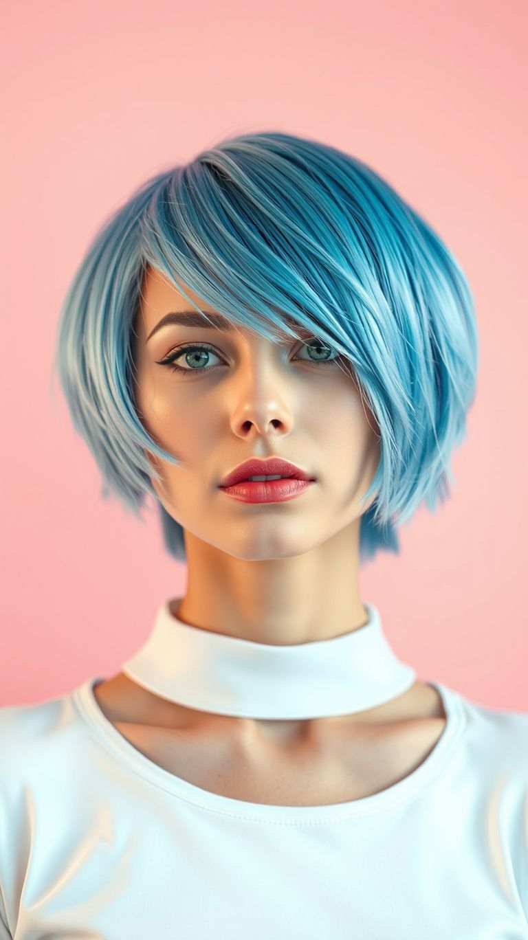 Short blue hair radiates confidence—whether it’s a pastel dream or a bold electric statement, it’s always a showstopper.