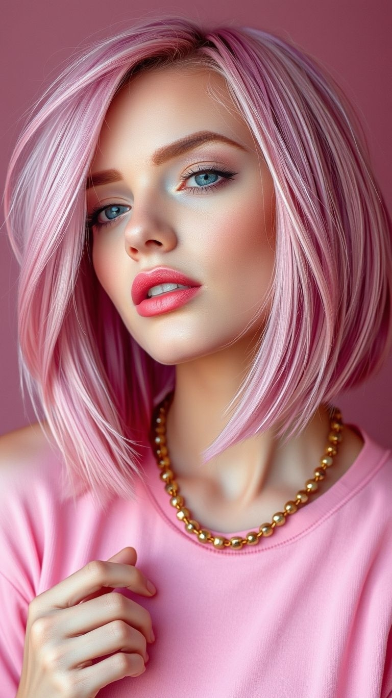 Short hair, bold color, BIG attitude! Bubblegum pink is the ultimate playful shade that turns heads and makes every day feel a little sweeter.