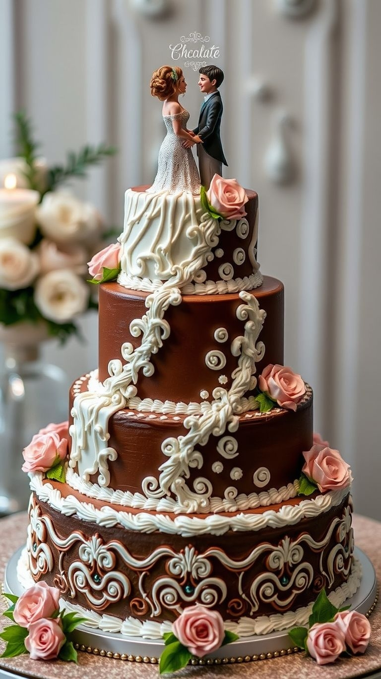 Elegant tiers, stunning details, and the couple on top—because every wedding cake deserves its own love story.