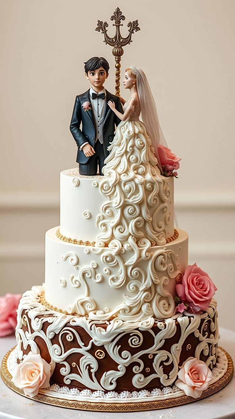The perfect finishing touch? A picture-perfect couple sitting atop your wedding cake, ready to steal the show!