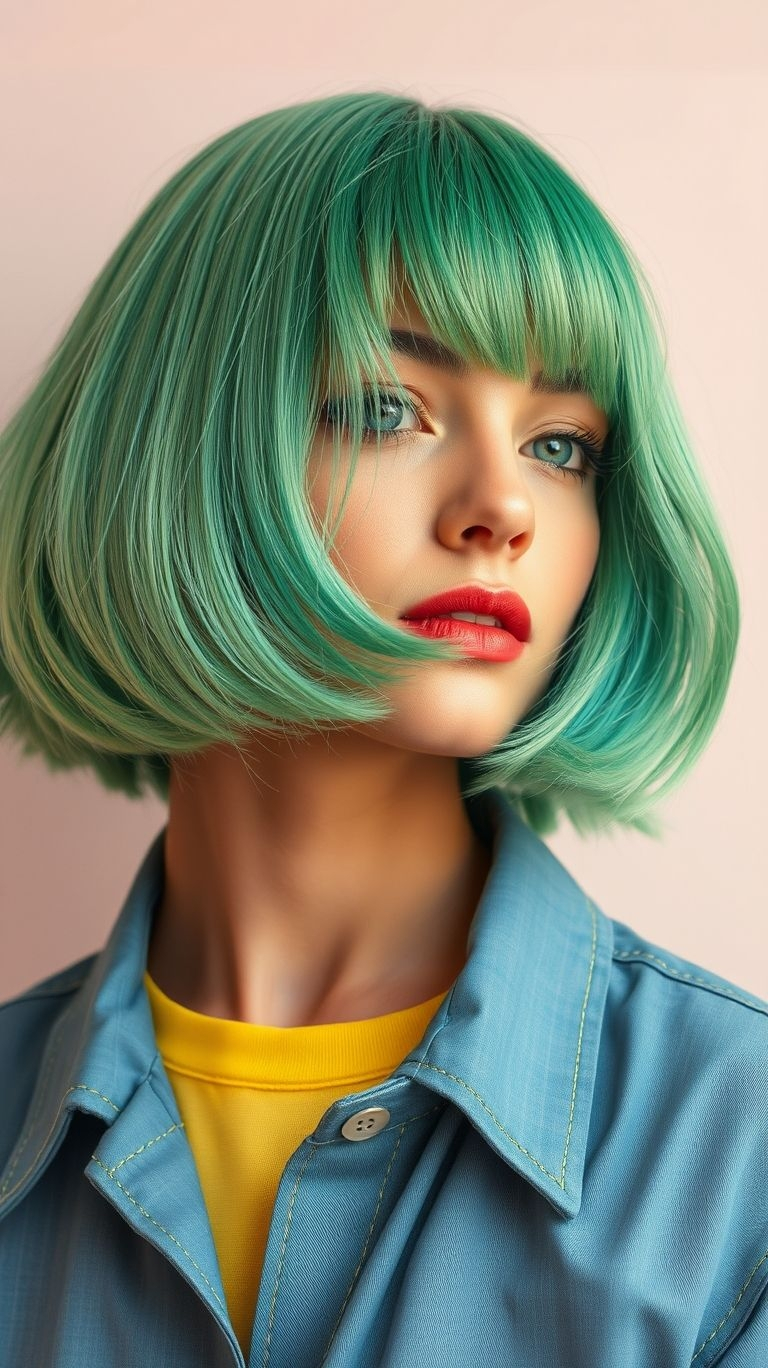 85+ Short Hair Color Trends That Are Bold and Beautiful | Pocoko Bring the green vibes to your short hair with shades that scream confidence—because bold is always better!