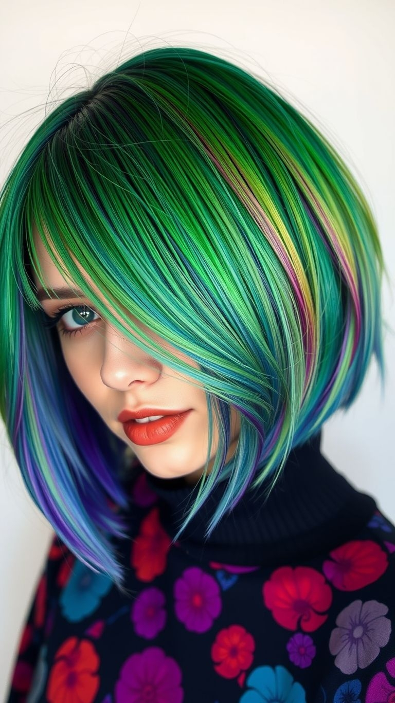 85+ Short Hair Color Trends That Are Bold and Beautiful | Pocoko Green is the color of confidence—especially on short hair! Get ready to steal the show with shades that demand attention.