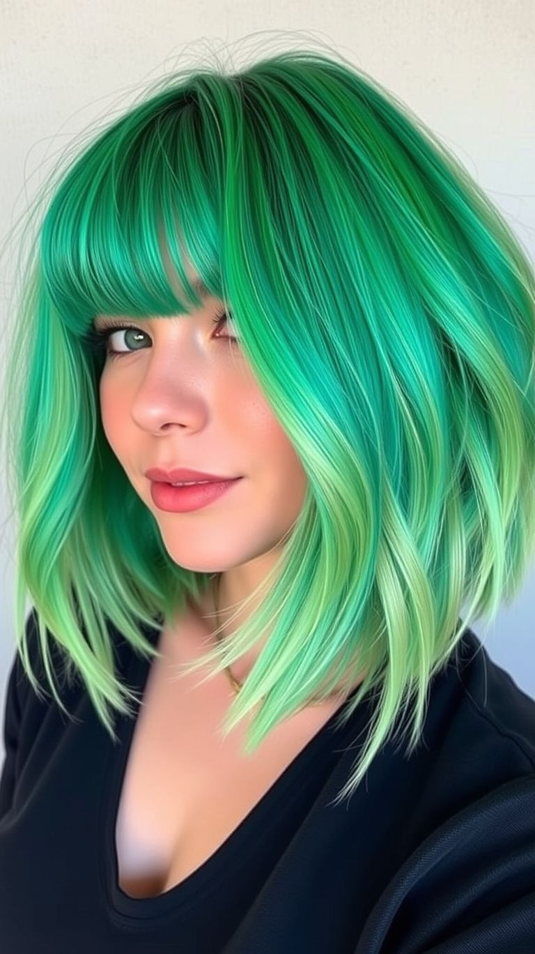 85+ Short Hair Color Trends That Are Bold and Beautiful | Pocoko Green hair is for risk-takers and rule-breakers! Short hair makes this bold color even more striking.