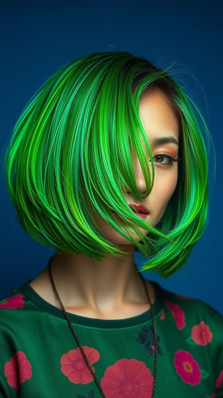 85+ Short Hair Color Trends That Are Bold and Beautiful | Pocoko Short green hair = instant attitude! Whether soft pastel or deep forest hues, it’s the bold style that demands attention.