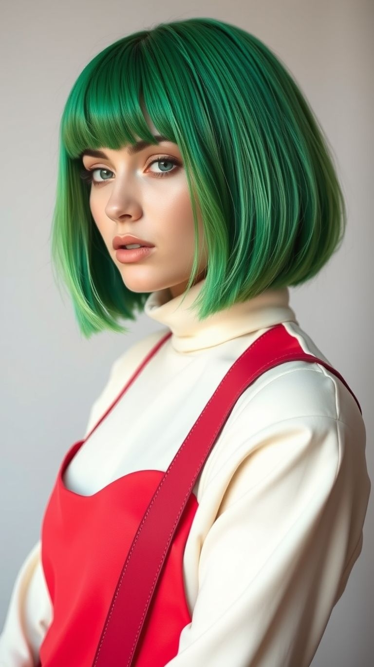 85+ Short Hair Color Trends That Are Bold and Beautiful | Pocoko Because life’s too short for boring hair—switch it up with green! Short hairstyles make every shade pop with extra edge.