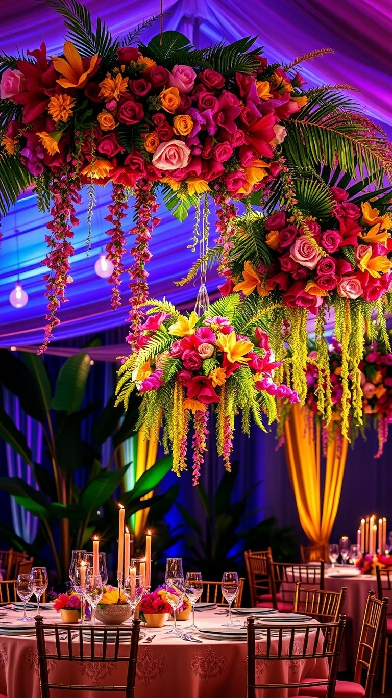 Let your flowers take flight! Hanging tropical bouquets bring stunning island vibes from above—because beauty should never be limited to tables.