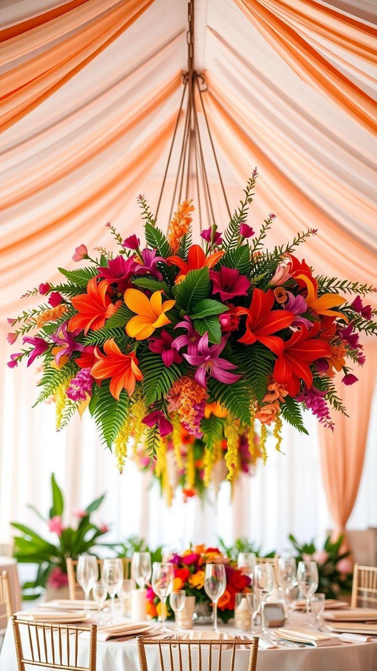Lush, exotic, and pure magic—hanging wedding bouquets are proof that flowers should never be confined to tables!