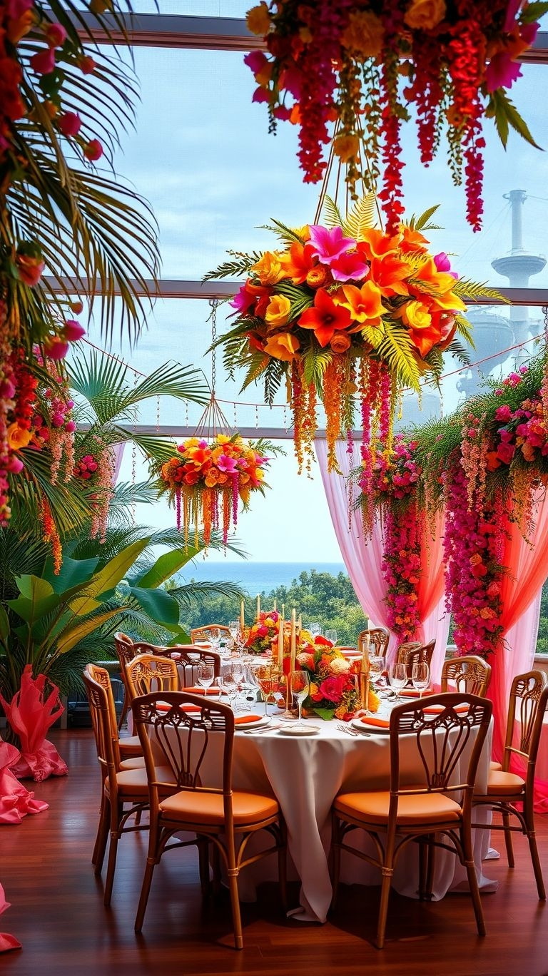 A ceiling full of blooms? Yes, please! Hanging bouquets add pure romance and bold tropical beauty to your wedding day.