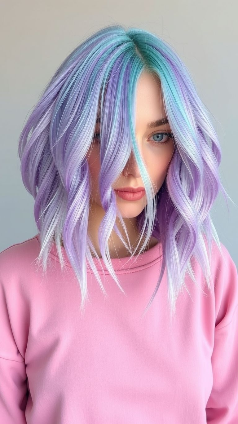 Lavender for elegance, mint for freshness—short hair never looked this effortlessly chic.